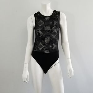 Stunning Stretchy Body Suit By Black Bead Size L (J)